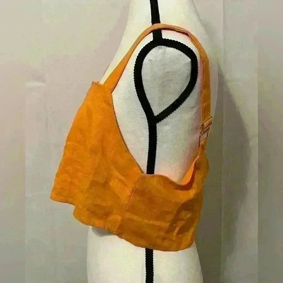 Showpo Zanrie Orange Linen Look Square Neck Crop Top - Women's Size 2 - Picture 3 of 5